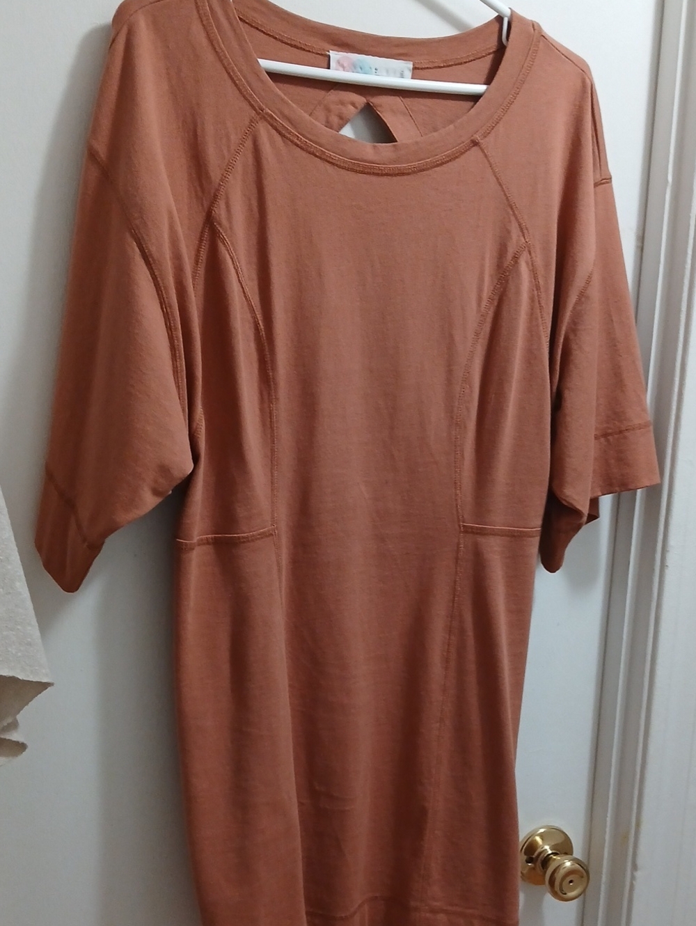Women's Casual Short Sleeve Knit Dress - Rust